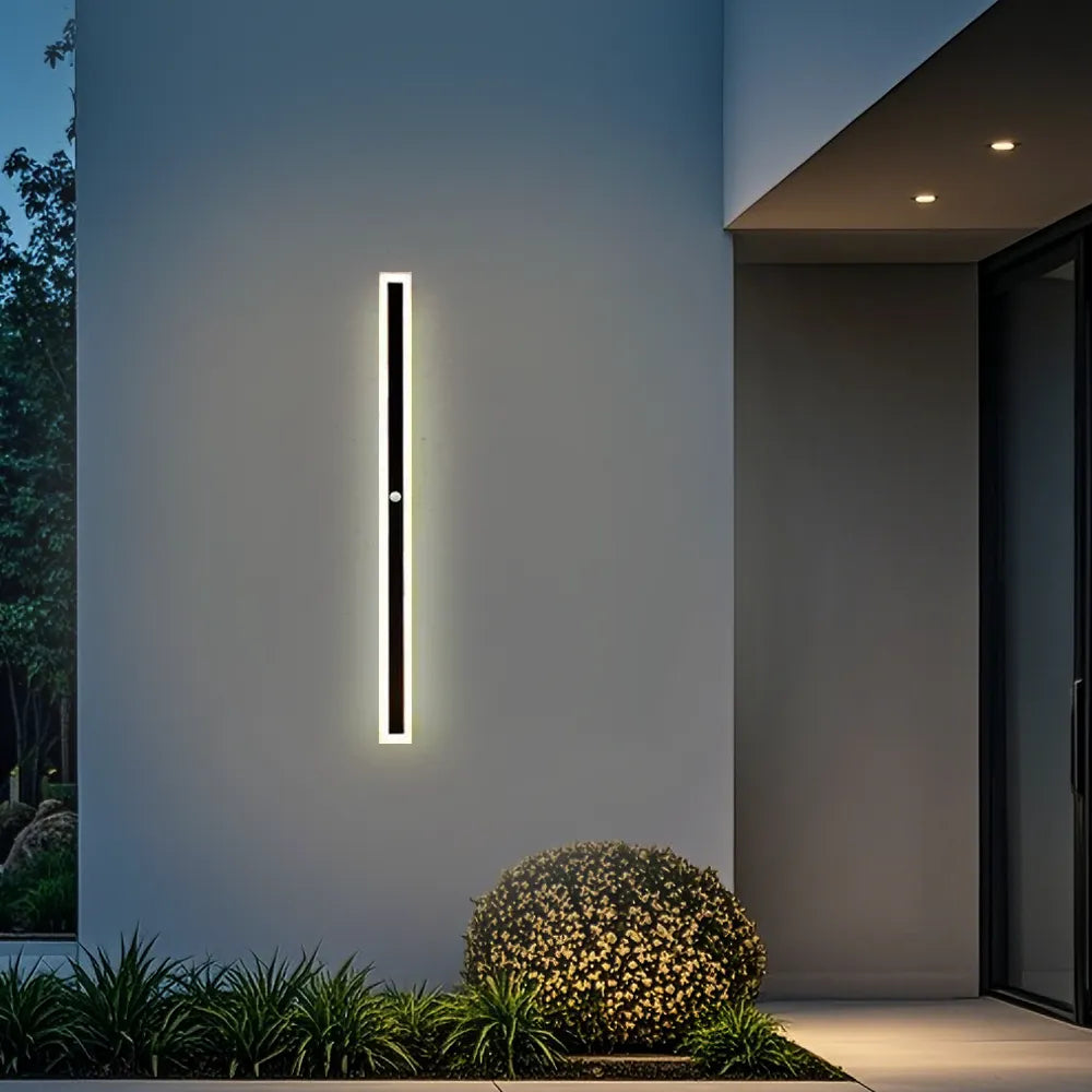 LED Wall Light with Sensor – Waterproof Black Long Strip Fixture