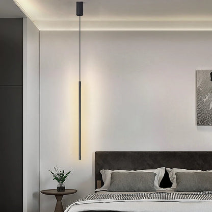  Linear Pendant Light – Black Metal Lamp for Bedroom