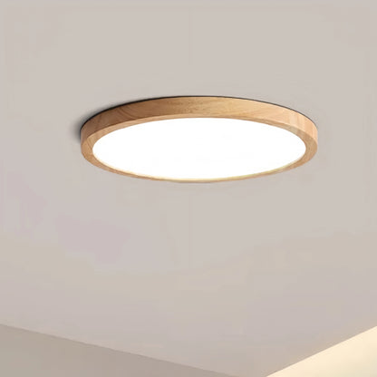 Zenno Modern Round Dimmable Ceiling Light – Wood/Acrylic for Living Room