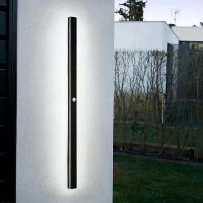 Minimalist Linear Black Outdoor Sensor Wall Lamp Patio