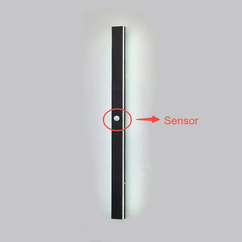 Minimalist Linear Black Outdoor Wall Lamp Sensor