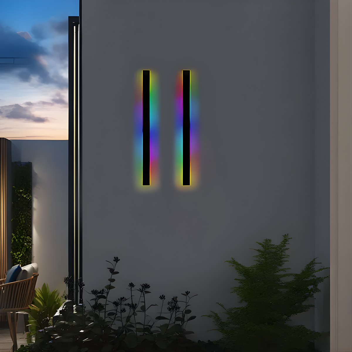 Minimalist Linear Black Outdoor Wall Lamp Sensor