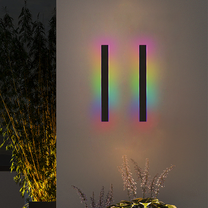 Minimalist Linear Black Outdoor Wall Lamp Yard RGB