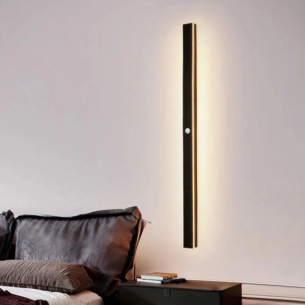Minimalist Linear Black Sensor Outdoor Wall Lamp Bedroom