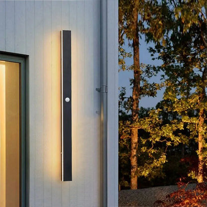 Minimalist Linear Black Sensor Outdoor Wall Lamp Home Entrance Waterproof
