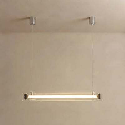 Arcato Minimalist Linear Pendant Light — Clear Glass & Metal for Living/Dining Room