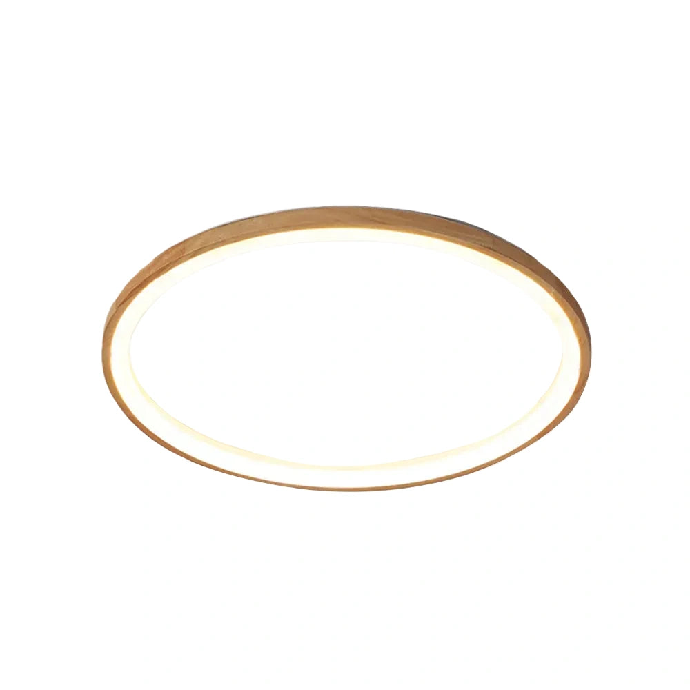Crema Modern Dimmable Round Ceiling Light – Wood/Acrylic Fixture for Study Room