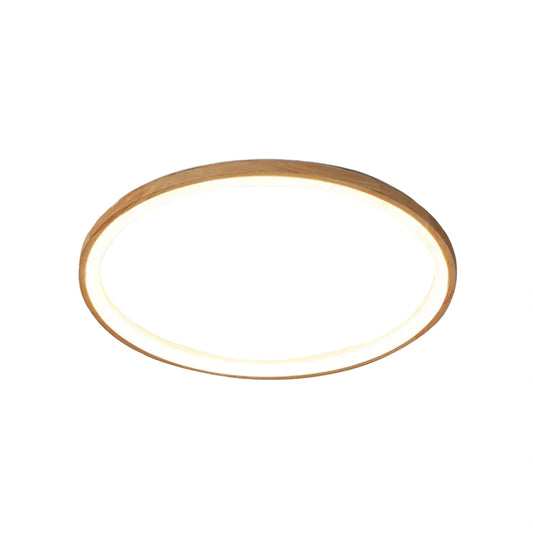 Crema Modern Dimmable Round Ceiling Light – Wood/Acrylic Fixture for Study Room