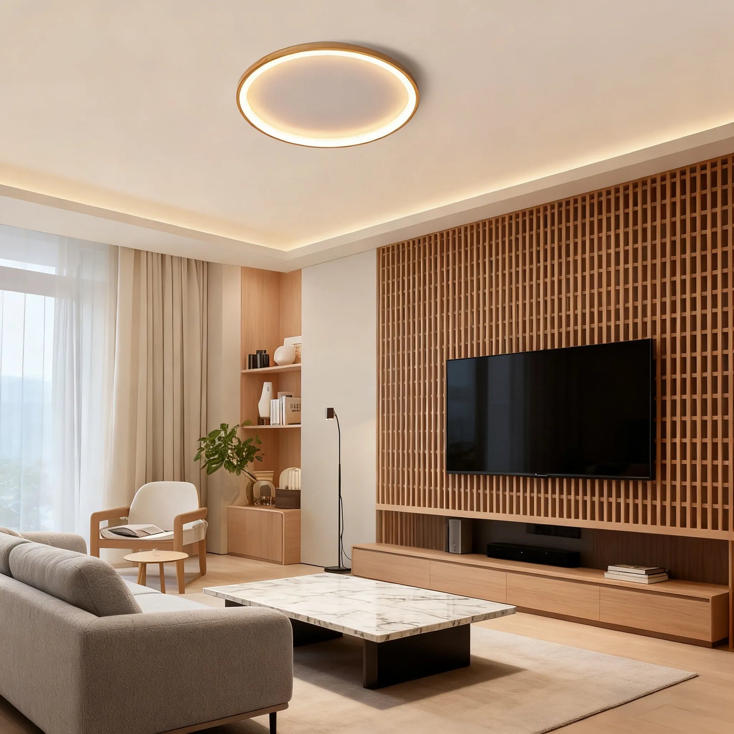 Modern Dimmable Round Ceiling Light for Living Room