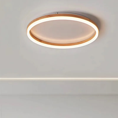 Lámpara de techo Zenno Minimalist Ring regulable de montaje empotrado – Madera y acrílico para dormitorio