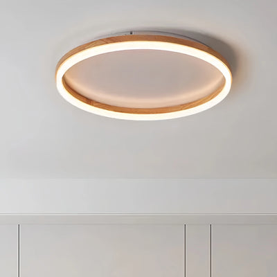 Lámpara de techo Zenno Minimalist Ring regulable de montaje empotrado – Madera y acrílico para dormitorio