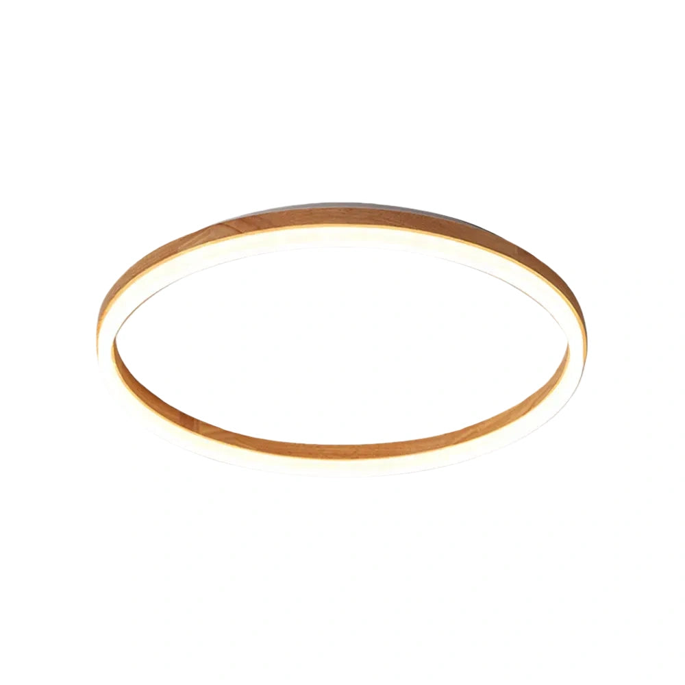Zenno Minimalist Ring Dimmable Flush Mount Ceiling Light – Wood & Acrylic for Bedroom