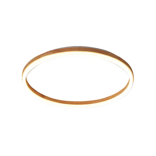 Zenno Minimalist Ring Dimmable Flush Mount Ceiling Light – Wood & Acrylic for Bedroom