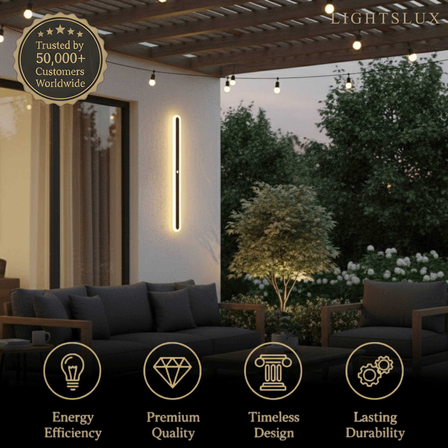 Arcato Modern Linear Outdoor Wall Lamp –  Sensor Light for Indoor/Outdoor