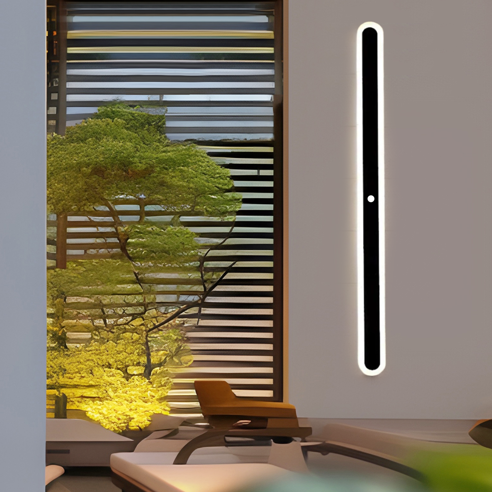 Modern Linear Black Sensor Wall Lamp Garden