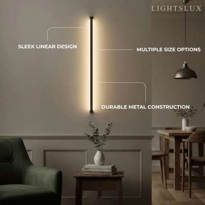 Arcato Modern Linear LED Wall Lamp – Black Wall-Mounted Light for Living Room