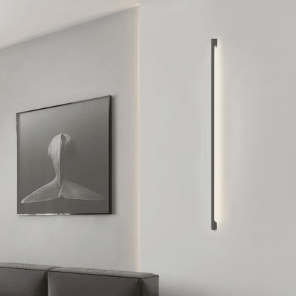 Modern Wall Lamp beside Artwork in Minimalist Living Room