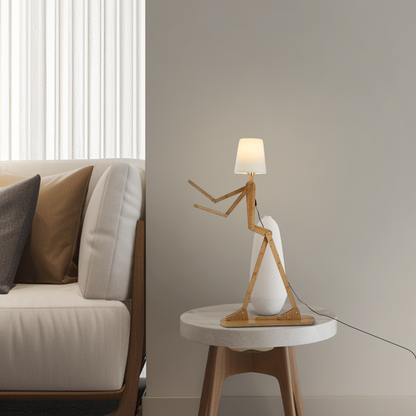 Zenno Art Deco Wood & Fabric Floor Lamp