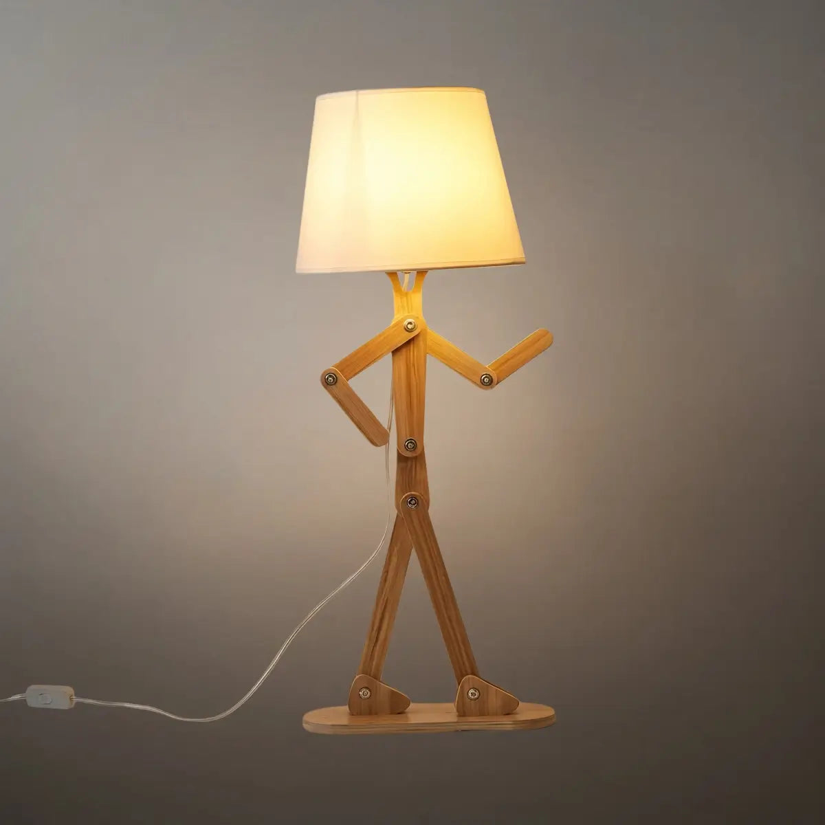 Zenno Art Deco Wood & Fabric Floor Lamp