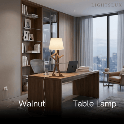 Zenno Art Deco Wood & Fabric Floor Lamp
