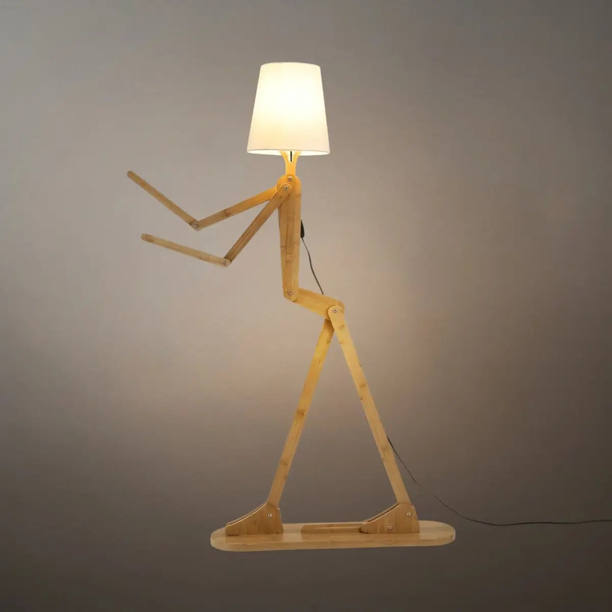Zenno Art Deco Wood & Fabric Floor Lamp