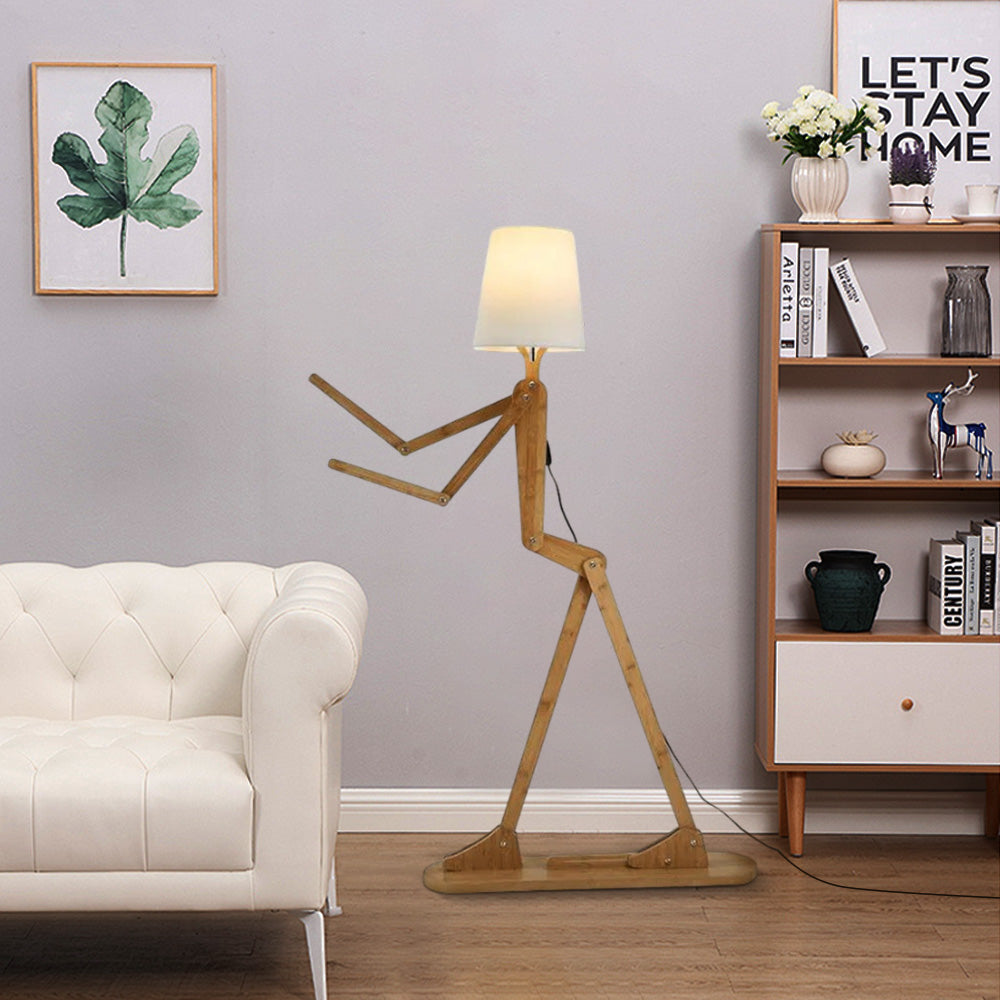 Zenno Art Deco Wood & Fabric Floor Lamp