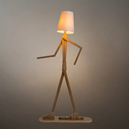 Zenno Art Deco Wood & Fabric Floor Lamp