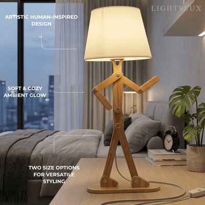 Zenno Art Deco Wood & Fabric Floor Lamp