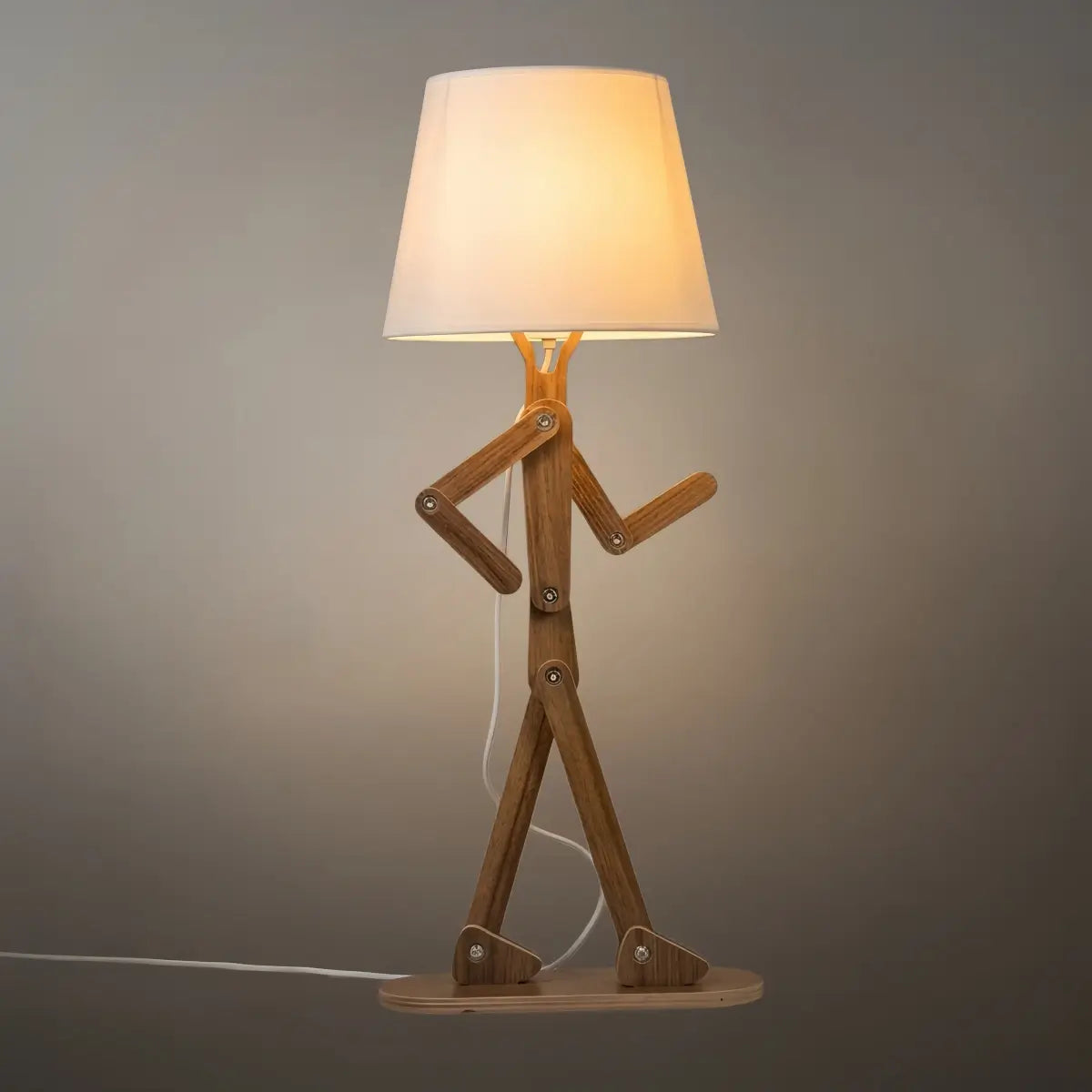 Zenno Art Deco Wood & Fabric Floor Lamp