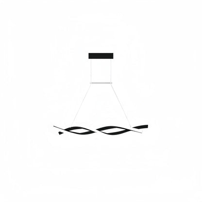 Arcato Modern Wave Design Pendant – Matte Black LED for Dining Room/Kitchen Island