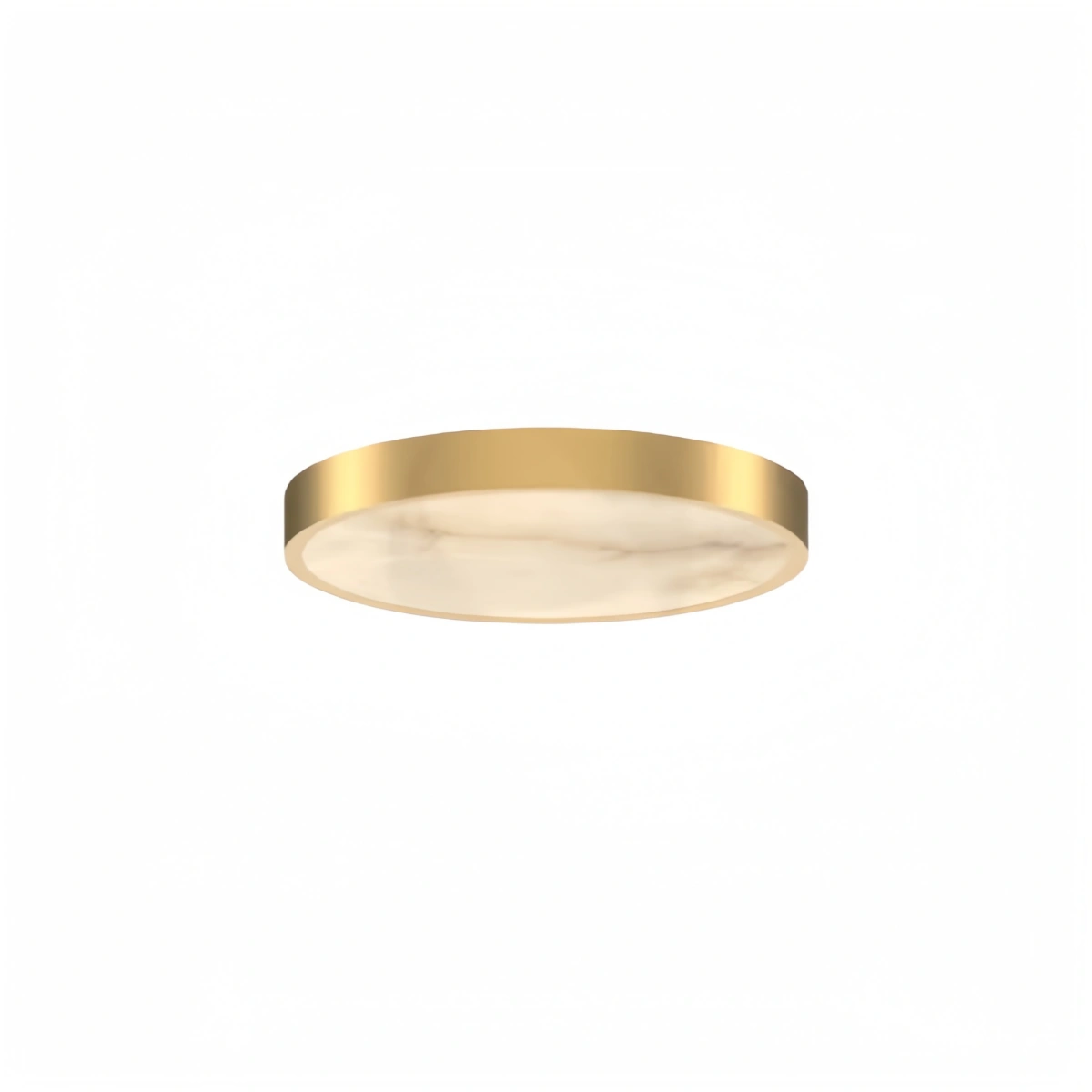 Excelis Modern Alabaster Disc Ceiling Light – Solid Brass Frame Warm Ambient Glow