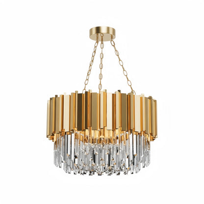Excelis Royal Gold Crystal Chandelier – Tiered Metal with Sparkling Crystals