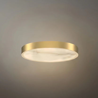 Excelis Modern Alabaster Disc Ceiling Light – Solid Brass Frame Warm Ambient Glow