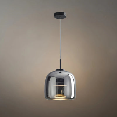 Vetro Modern Hand-Blown Pendant Lamp — Smoked Glass & Metal Accent for Kitchen Island
