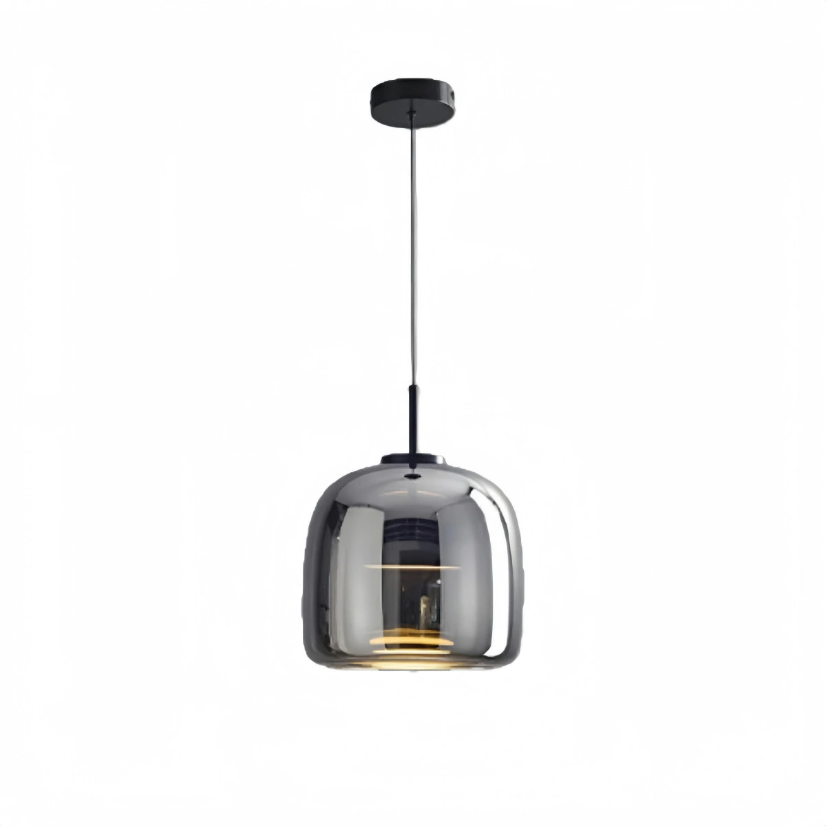 Vetro Modern Hand-Blown Pendant Lamp — Smoked Glass & Metal Accent for Kitchen Island