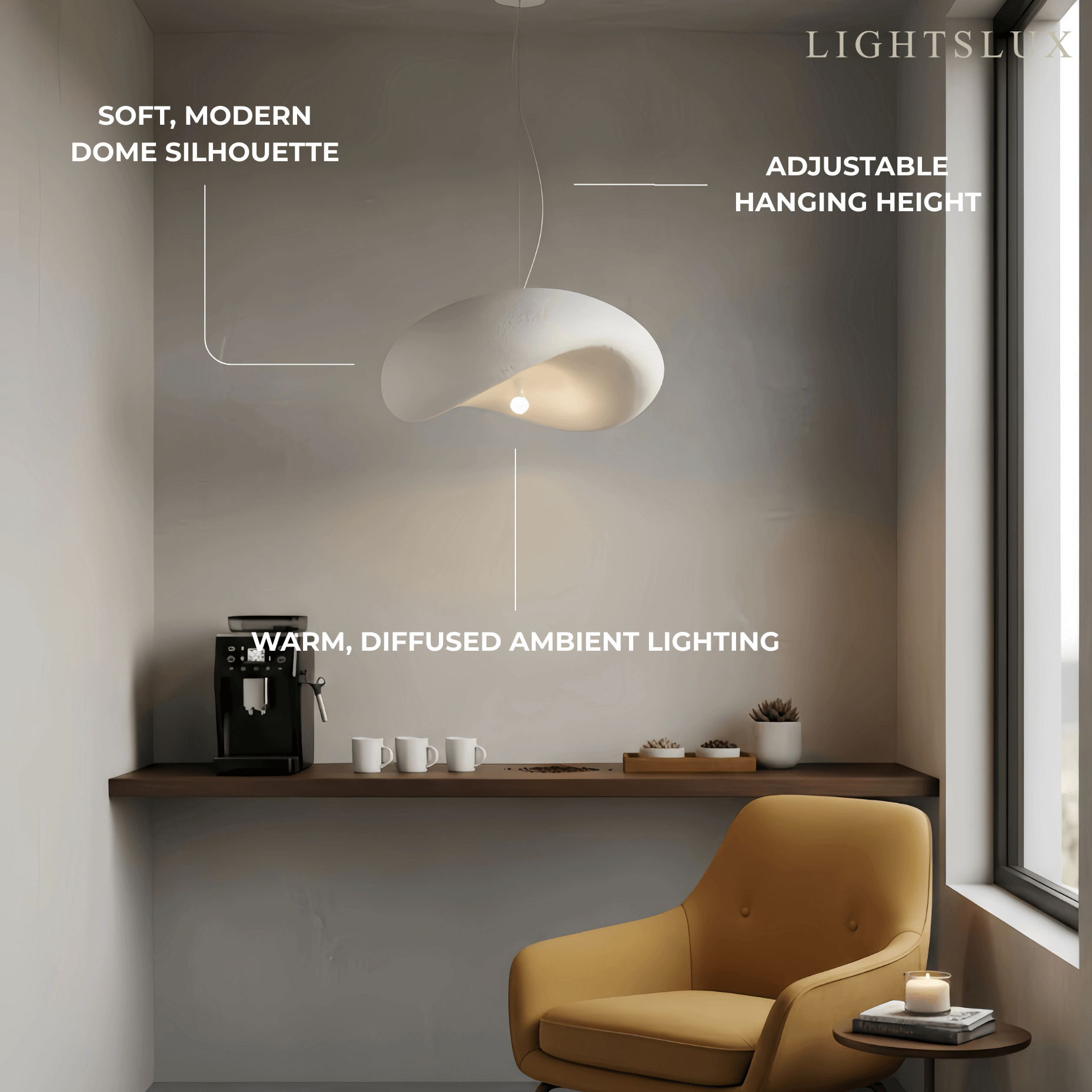 Sandora Modern White Dome Pendant Light