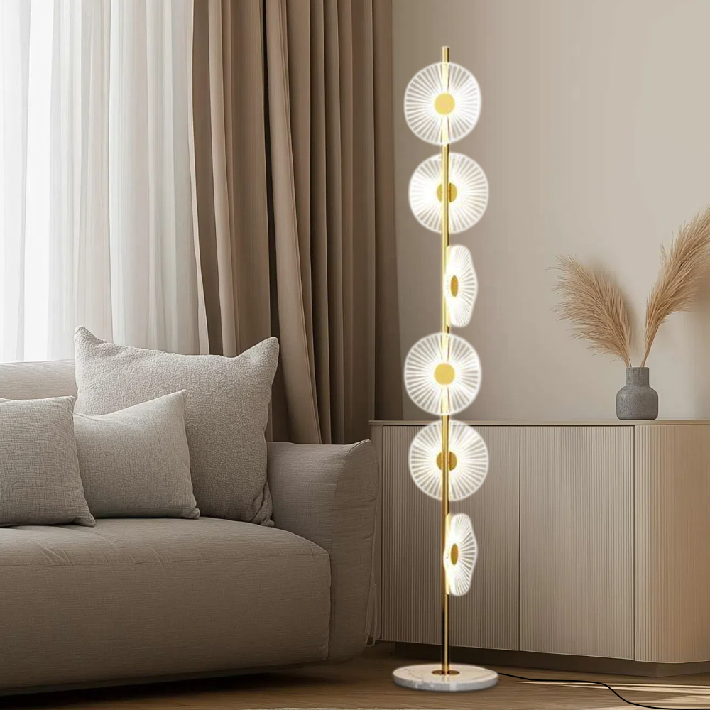 Art Deco Gold Radiating Floor Lamp Living Room