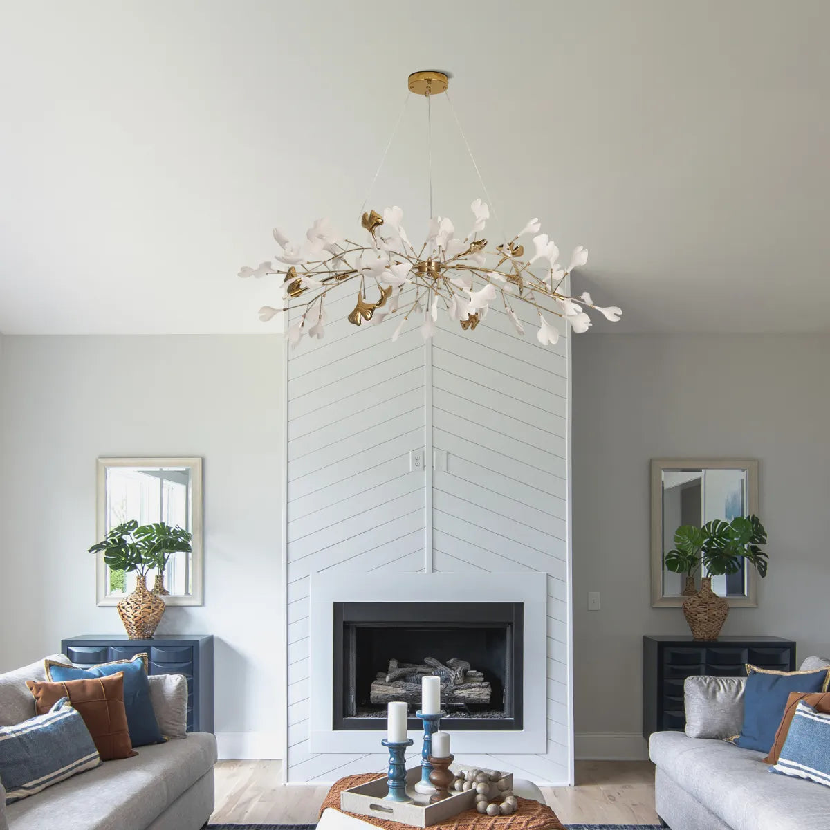 Art Deco White Chandelier