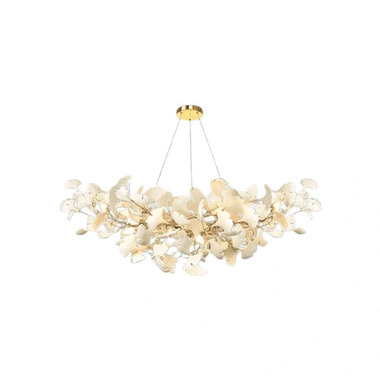Excelis Luxury Leaf Chandelier – White or Gold Ceramic Design for Dining Room