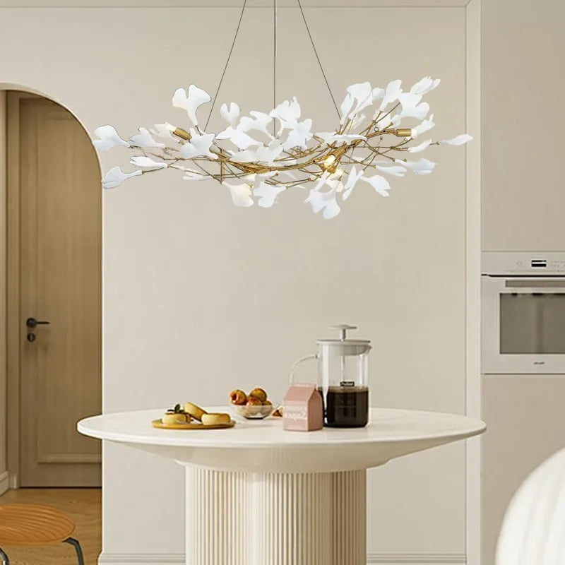 Chandelier – White or Gold Ceramic Design for Dining Room