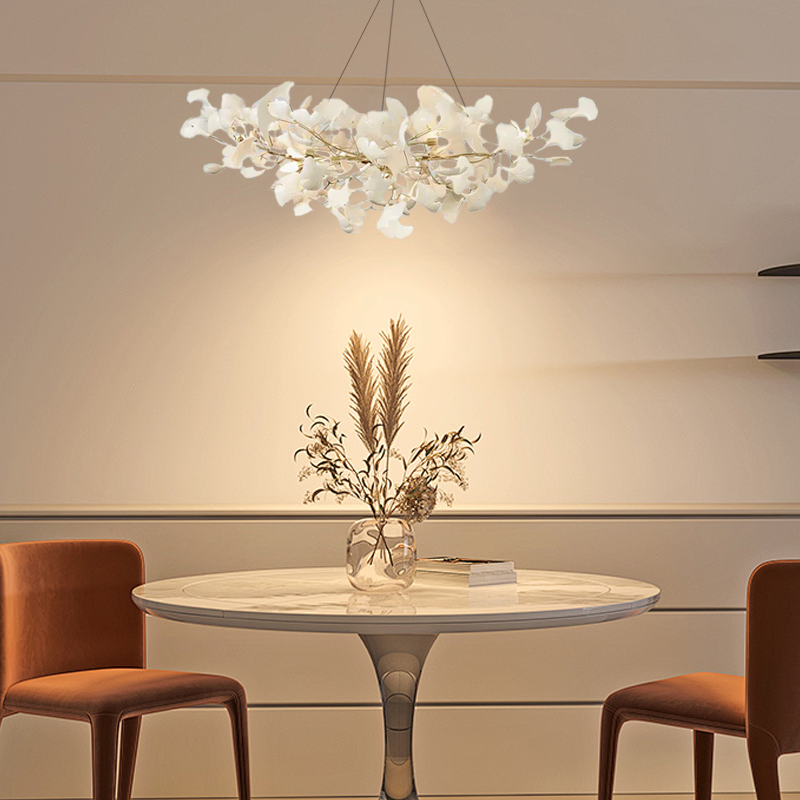 Modern White LED Chandelier Leaf  for Dining Room