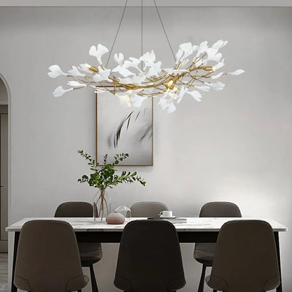 Chandelier – White or Gold Ceramic Design for Dining Room