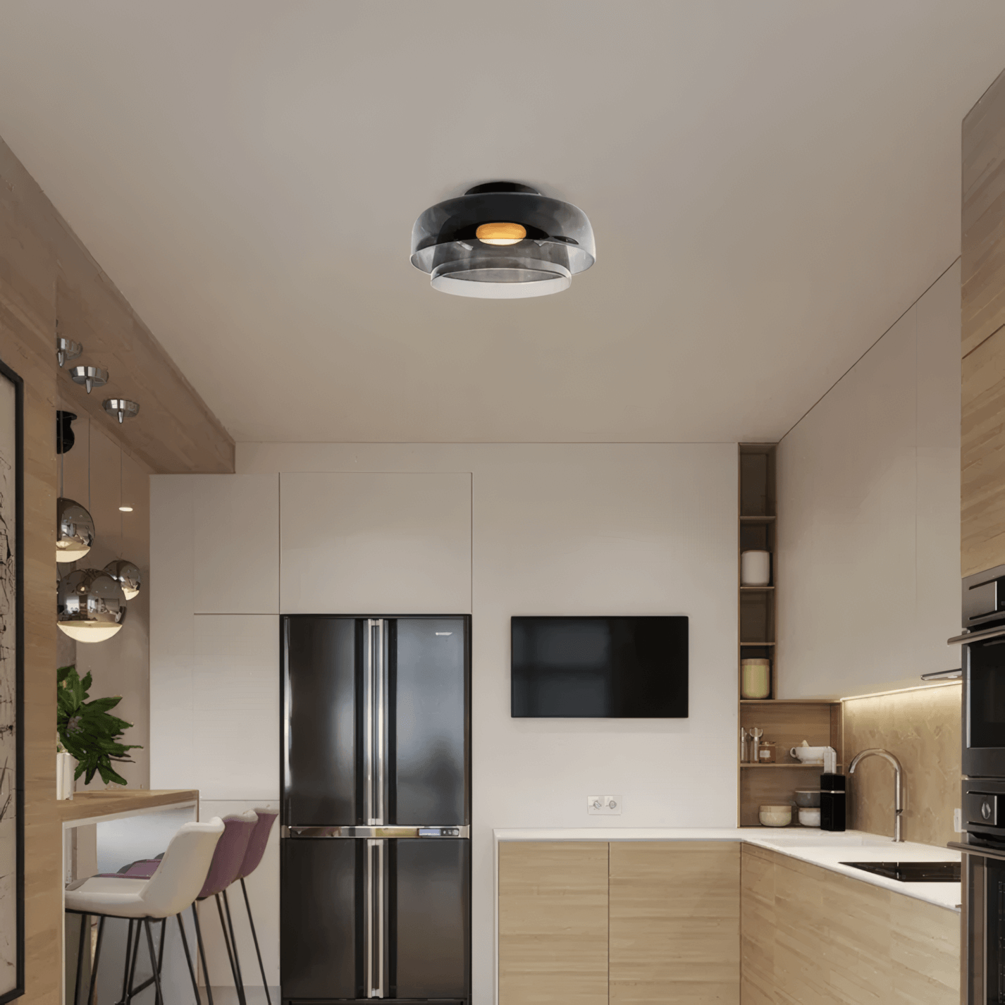 Modern Glass Gray Ceiling_Light Kitchen 2Layer