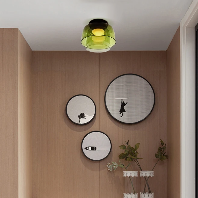 Modern Glass Green Ceiling_Light Hallway 2 Layer