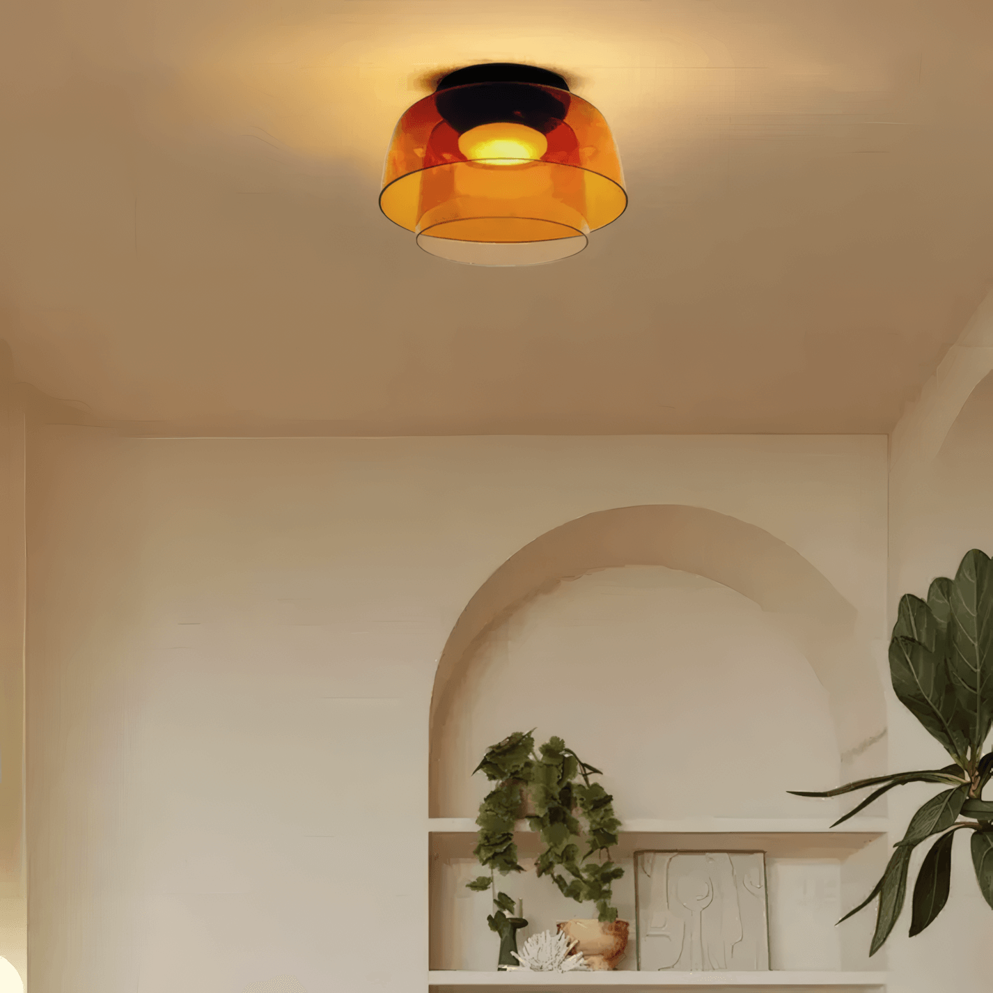 Modern Glass Orange Ceiling_Light Entrance Hall 2 Layer