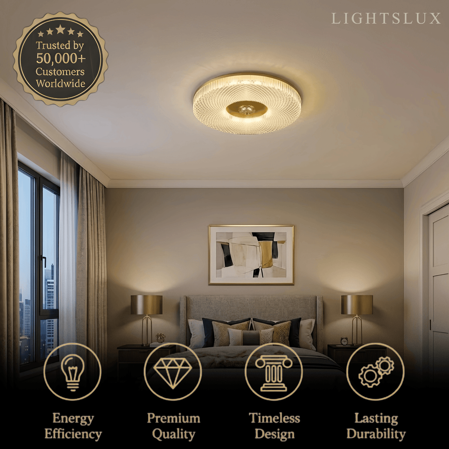 Excelis Luxury Metal Dimmable Ceiling Light 