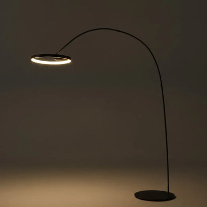 Velora Modern Round Floor Lamp – Minimalist Black Metal Design for Living Room