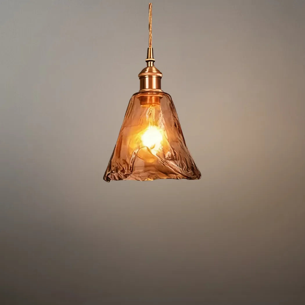 Vetro Retro Pendant Light – Amber Glass/Metal Fixture for Dining Room