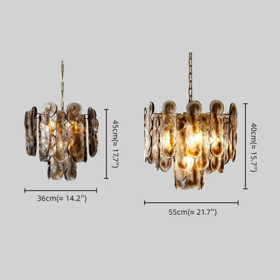 Vetro Vintage Glass Chandelier -- Smoked Gray Murano & Metal for Dining Room Size