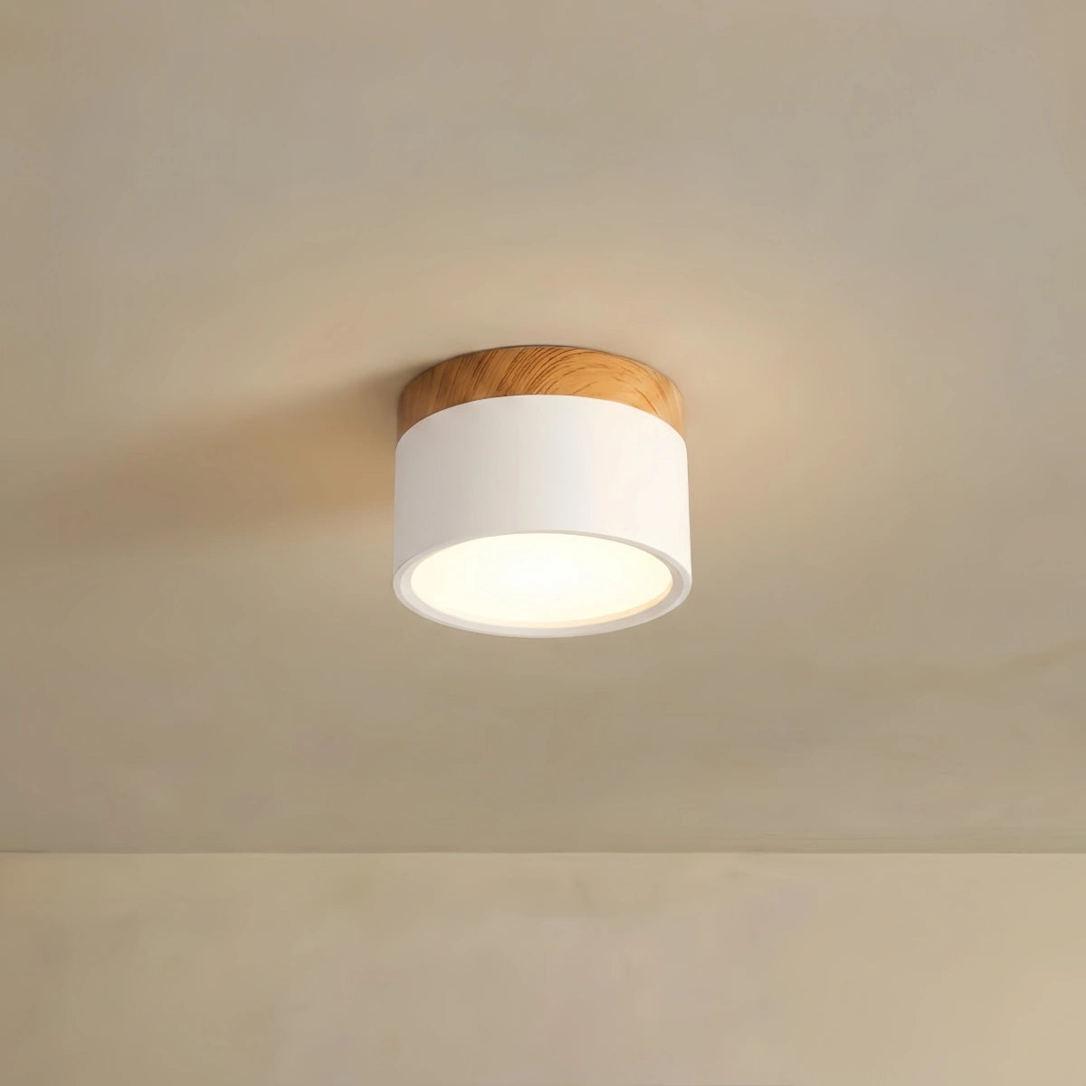 Morandia Nordic LED Ceiling Light Cylinder - Metal/Wood for Hallway